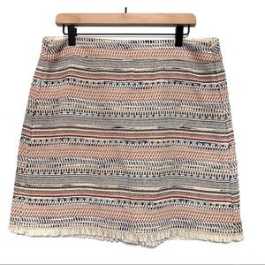 LOFT Colorful Tweed Fringe Hem Mini Skirt Size 12